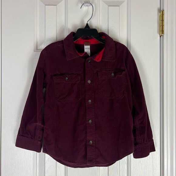 Tea Collection Boys Burgundy Cord Shirt Size 5 - Picture 1 of 3